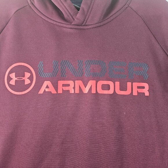 Under Armour Men's Size XL Hoodie Burgundy Coldgear Storm Loose Fit - Picture 4 of 15